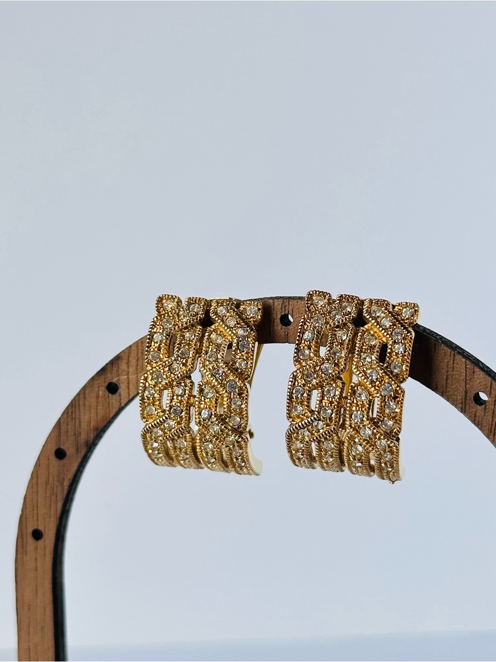 Nadri earrings Clip On Cable design Clear CZ crystals rhinstones